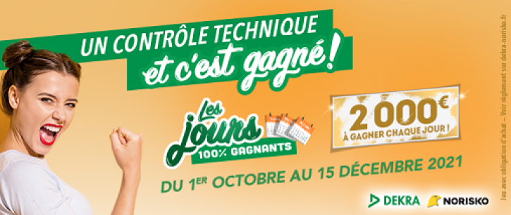 Jours 100% gagnants du contrôle technique DEKRA et NORISKO Jours 100% gagnants du contrôle technique DEKRA et NORISKO
